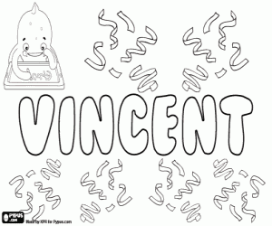 Colorear Vincent,nombre en varias lenguas