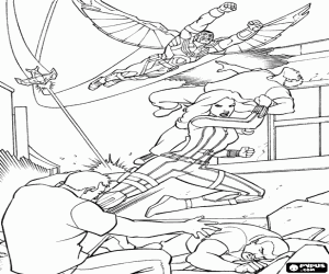 Colorear Viuda Negra y Falcon en acción