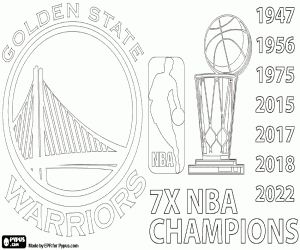 Colorear Warriors, campeones NBA 2022