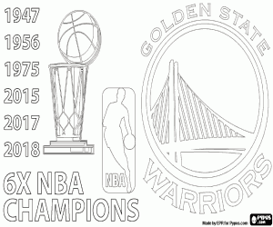 Colorear Warriors, x6 campeones NBA