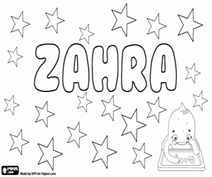 Colorear Zahra, nombre de niña