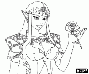Colorear Zelda, la princesa y la rosa