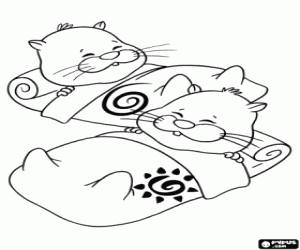 Colorear Zhu Zhu Pets durmiendo en camas