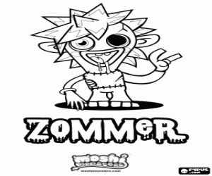 Colorear Zommer, personaje Moshi Monsters