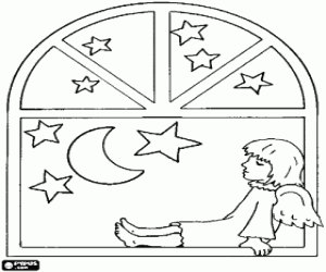 Colorear Un ángel d Navidad en la ventana