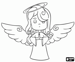 Colorear Un ángel rezando en Navidad
